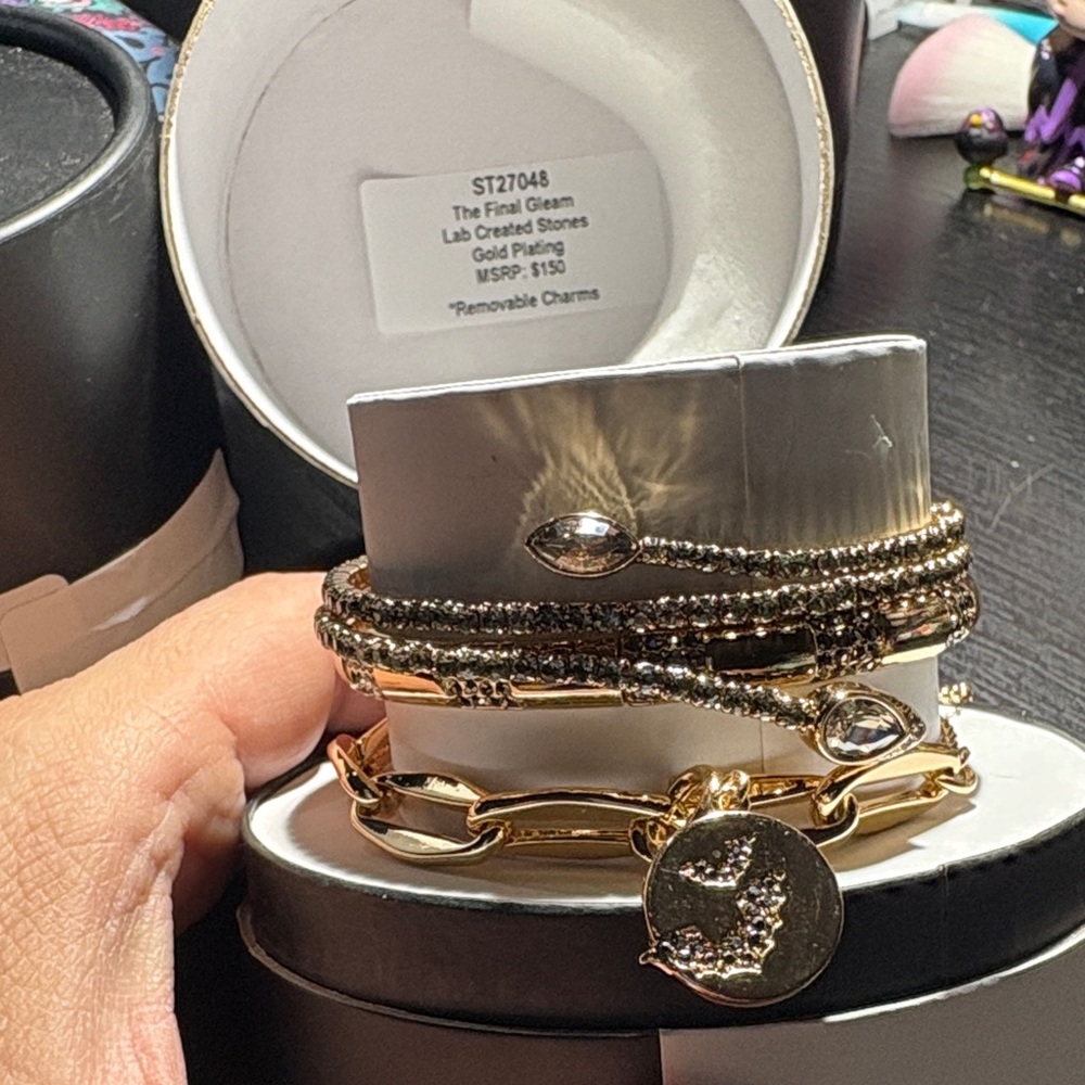The final gleam Gold and Silver Charm Bracelet Set